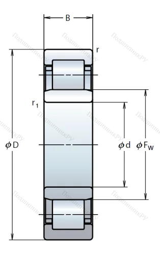 Роликовый цилиндрический подшипник NU 204 ET от производителя  NSK