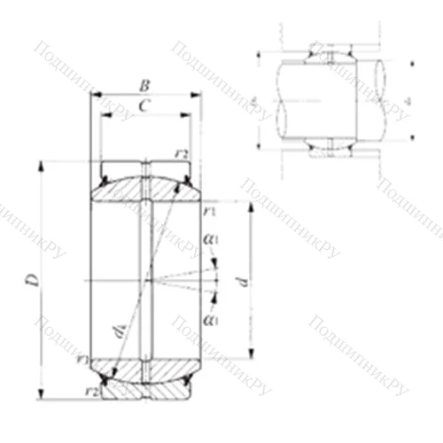 Подшипник скольжения сферический GE 60ES-2RS от производителя  IKO Подшипник скольжения сферический GE 60ES-2RS от производителя  IKO