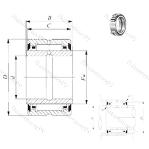 Подшипник игольчатый радиальный BRI 102216 UU от производителя  IKO