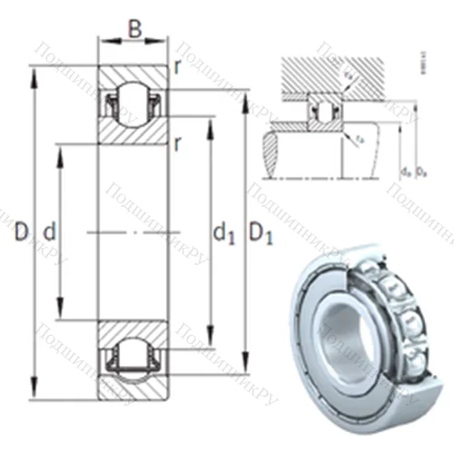 Подшипник с шариковыми роликами (ball roller) радиальный BXRE 007-2Z от производителя  INA