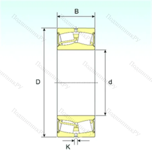 Подшипник роликовый радиальный самоцентрирующийся 22208-2RS от производителя  ISB