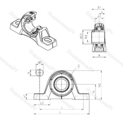 Подшипниковый узел шариковый радиальный UCPE 207 от производителя  SNR