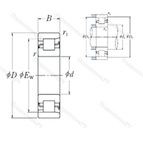 Подшипник роликовый радиальный NF 1030