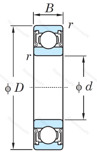 Однорядный шариковый подшипник 6001 2RS C 3 от производителя  KOYO