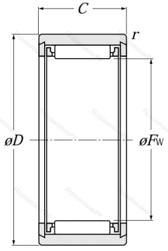 Игольчатый подшипник NK 9/12 T 2 от производителя  NTN