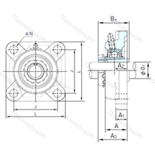 Подшипниковый узел шариковый радиальный UKF 319+H 2319 от производителя  NACHI