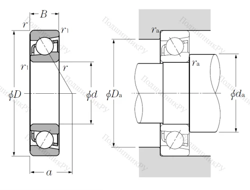 Однорядный шариковый подшипник 7317 B (66317 ГОСТ) от производителя  NTN