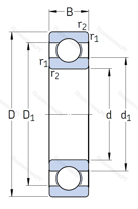 Однорядный шариковый подшипник 6313