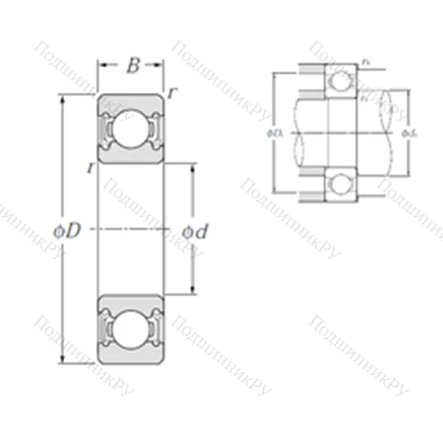 Подшипник шариковый радиальный 6807LLU