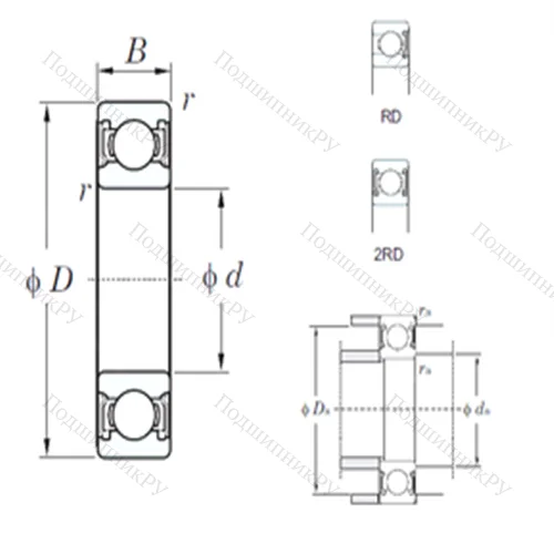 Подшипник шариковый радиальный 6820-2RD от производителя  KOYO