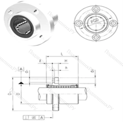 Подшипник шариковый линейный LMFP 25UU от производителя  Samick