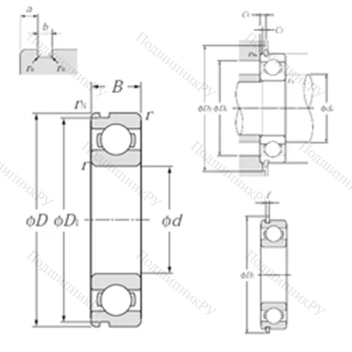 Подшипник шариковый радиальный 6905NR от производителя  NTN