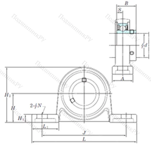 Подшипниковый узел шариковый радиальный USP 005S 6 от производителя  KOYO