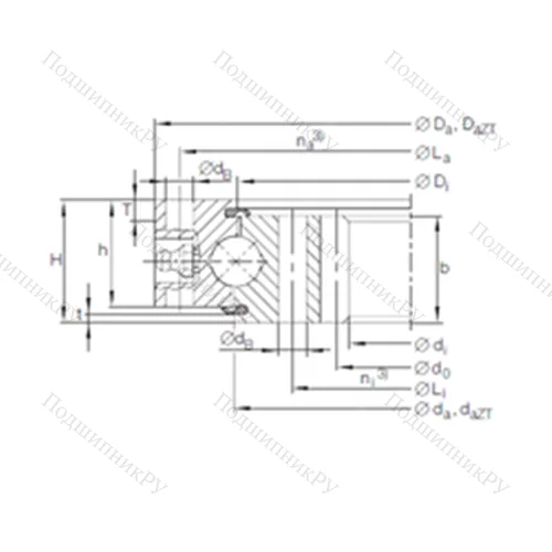Подшипник шариковый опорно-поворотный VI 16 0420 N