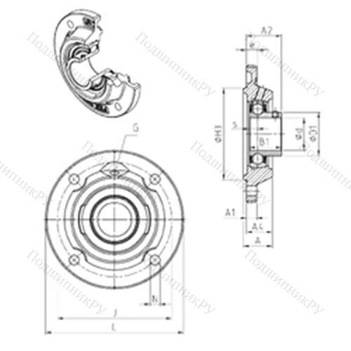 Подшипниковый узел шариковый радиальный USFEE 209 от производителя  SNR
