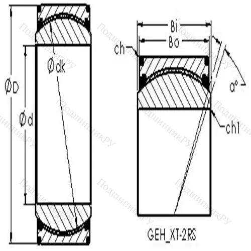 Подшипник скольжения сферический GEH 110XT-2RS от производителя  AST