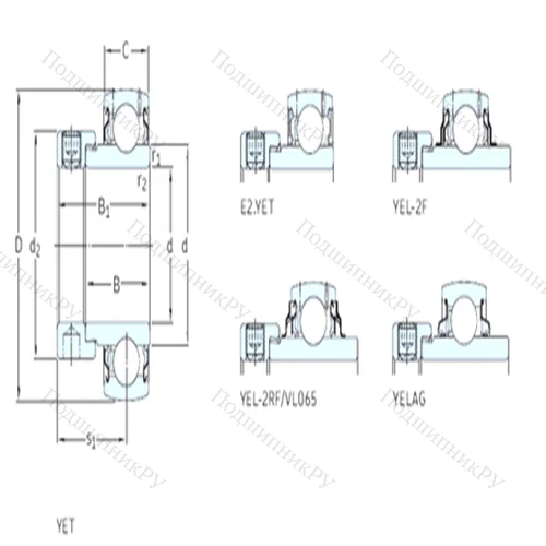 Подшипник шариковый радиальный YET 207-106 от производителя  SKF