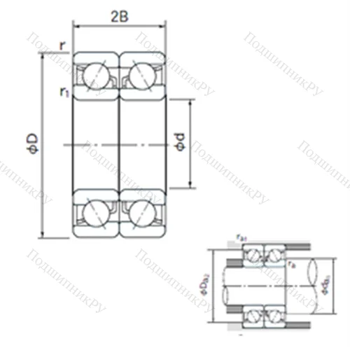 Подшипник шариковый радиально-упорный спаренный 7222DB