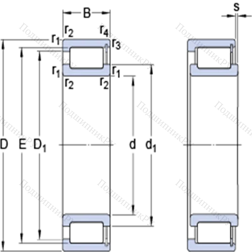 Однорядные бессепараторные цилиндрические роликоподшипники NCF 1880 V