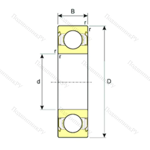 Подшипник шариковый радиальный SS 61808-2RS от производителя  ISB