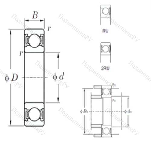 Подшипник шариковый радиальный 6021-2RU