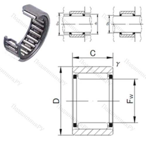 Подшипник игольчатый радиальный RNAF 506520 от производителя  JNS