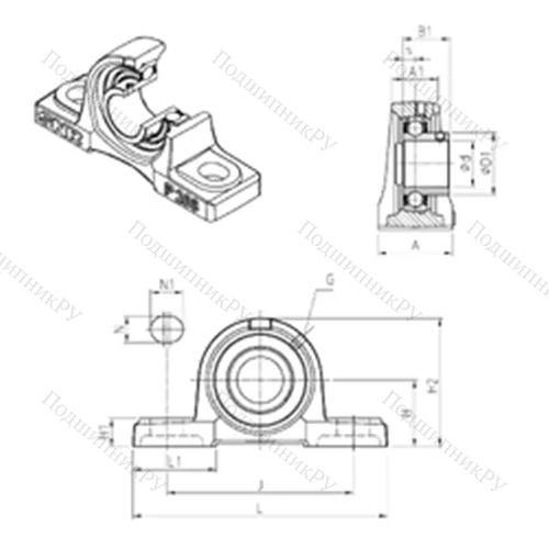 Подшипниковый узел шариковый радиальный USP 208 от производителя  SNR