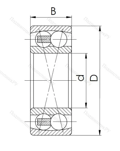 Двухрядный шариковый подшипник 1505 2RS (2205 2RS) в Екатеринбурге
