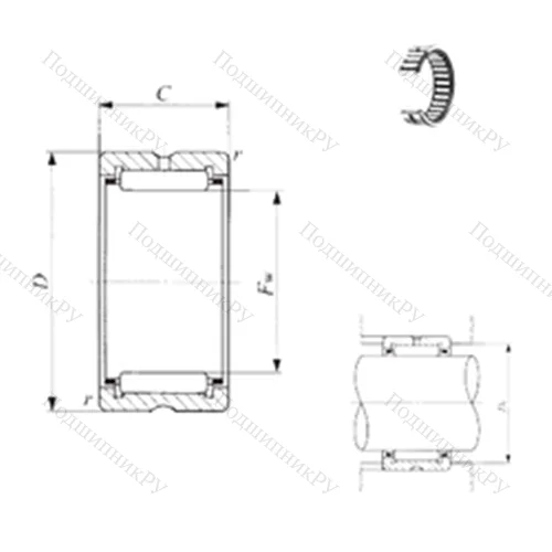 Подшипник игольчатый радиальный TAF 739025 от производителя  IKO