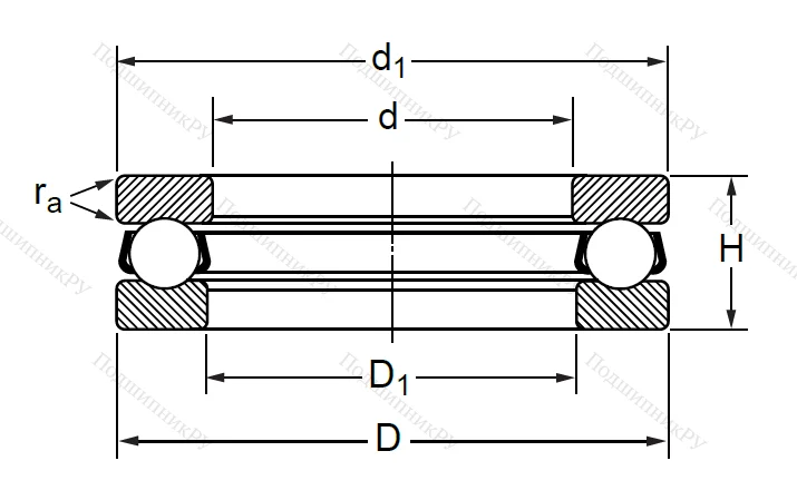 Упорный шариковый подшипник 8101 (51101) в Екатеринбурге