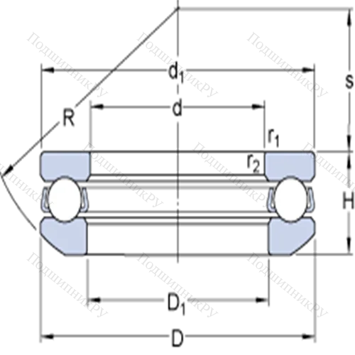 Одинарные упорные шарикоподшипники 53204 + U 204