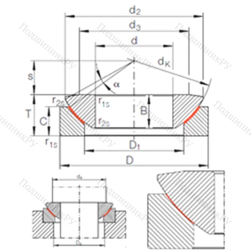 Подшипник скольжения сферический GE 35 AW от производителя  INA Подшипник скольжения сферический GE 35 AW от производителя  INA
