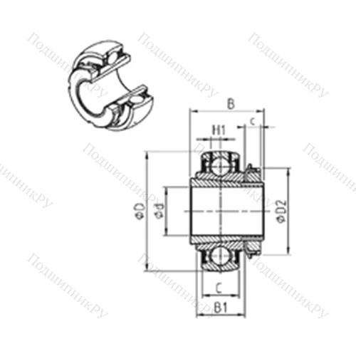 Подшипник шариковый радиальный UK 319+H