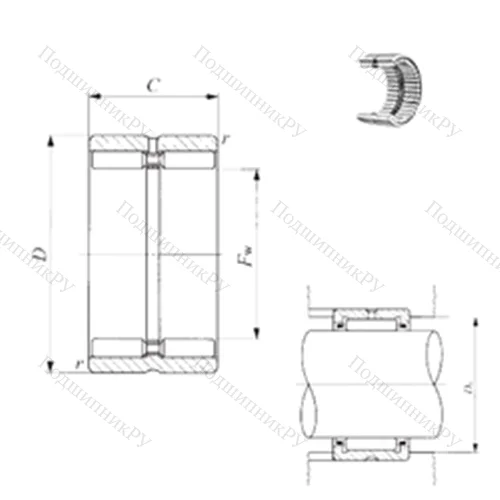 Подшипник игольчатый радиальный GTR 11013550 от производителя  IKO Подшипник игольчатый радиальный GTR 11013550 от производителя  IKO