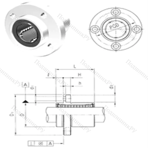 Подшипник шариковый линейный LMEFP 12 от производителя  Samick