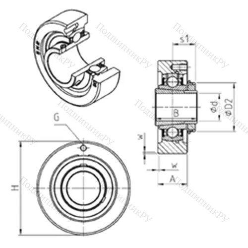 Подшипниковый узел шариковый радиальный UKC 316H