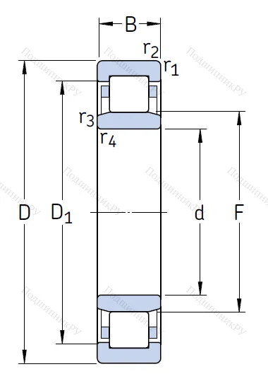Роликовый цилиндрический подшипник NU 2211 ECP/C 3 от производителя  SKF