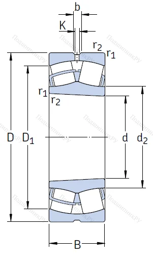 Сферический роликовый подшипник с конической посадкой на вал 23232 CCK/W 33 от производителя  SKF