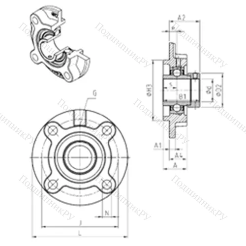 Подшипниковый узел шариковый радиальный EXFC 209 от производителя  SNR