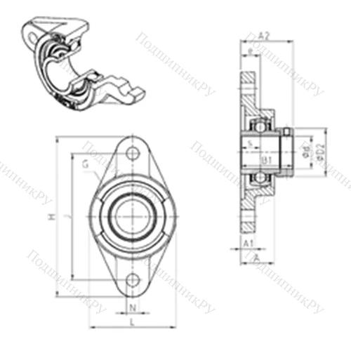 Подшипниковый узел шариковый радиальный EXFL 316 от производителя  SNR