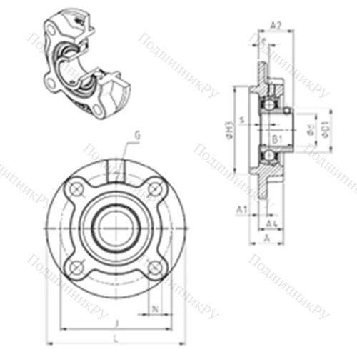 Подшипниковый узел шариковый радиальный USFC 209 от производителя  SNR