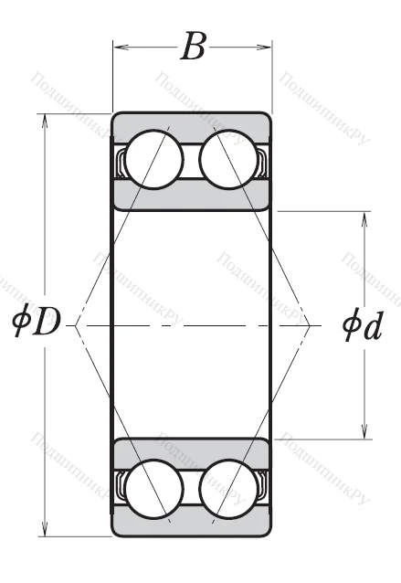 Двухрядный шариковый подшипник 3214 B 2RSRTNG C 3