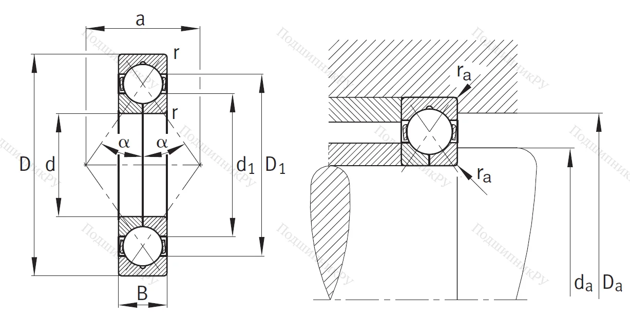 Радиально-упорный шариковый подшипник QJ 311 XL MPA