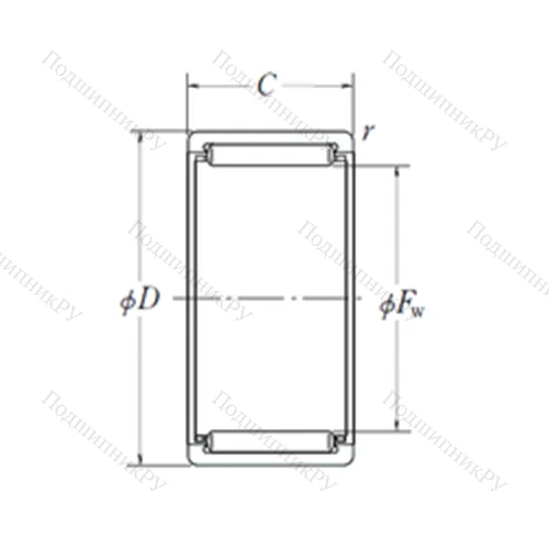 Подшипник игольчатый радиальный RLM 912 от производителя  NSK Подшипник игольчатый радиальный RLM 912 от производителя  NSK