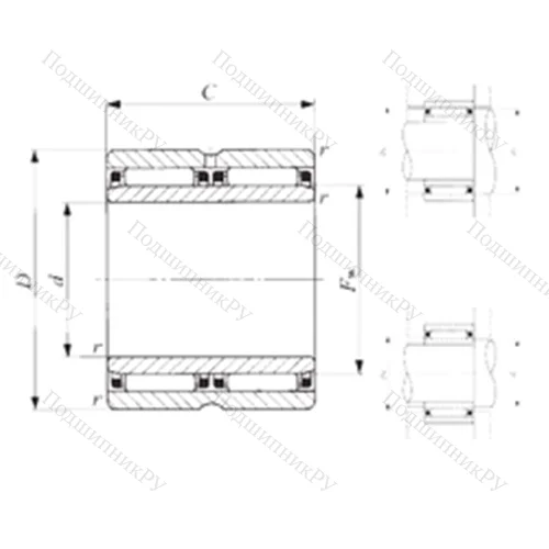 Подшипник игольчатый радиальный NAFW 659560 от производителя  IKO