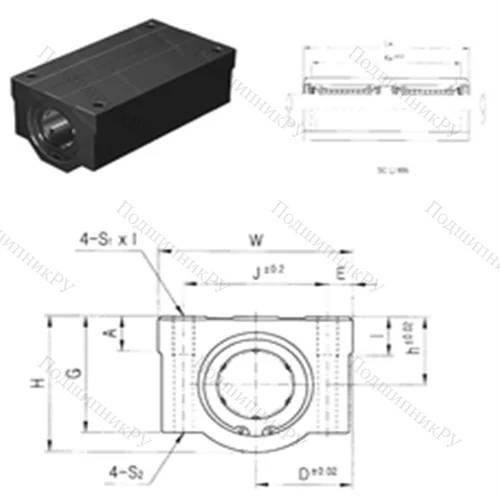 Подшипник шариковый линейный SCE 25WUU от производителя  Samick