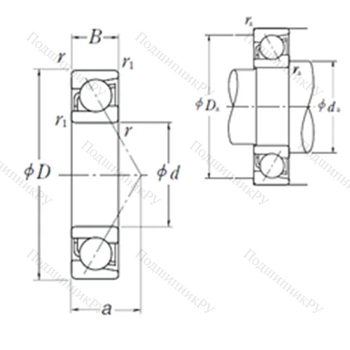 Подшипник шариковый радиально-упорный 7864A