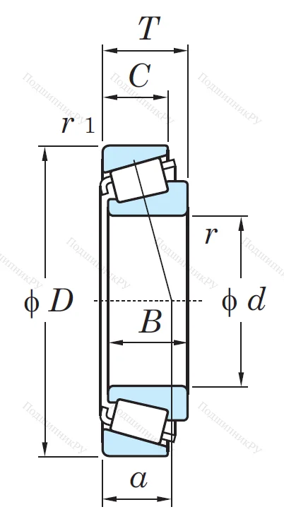 Конический роликовый подшипник 33109 JR
