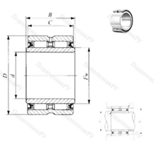 Подшипник игольчатый радиальный GBRI 284828 UU от производителя  IKO