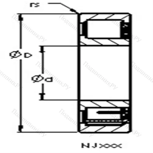 Подшипники роликовые радиальные с цилиндрическими роликами NJ 311 ETN от производителя  AST